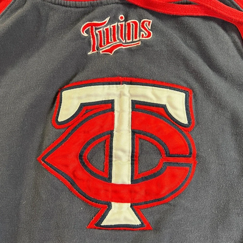 Vintage Minnesota Twins Hoodie‎ Mens Medium Navy Red MLB Embroidered Pullover